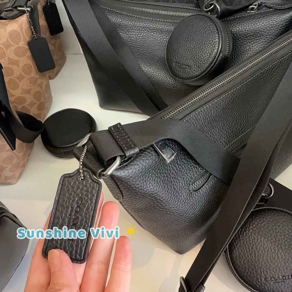 NWT Coach men's Small Finn Crossbody Bag Pouch CCG20 Black Soft pebble leather - Picture 7 of 7